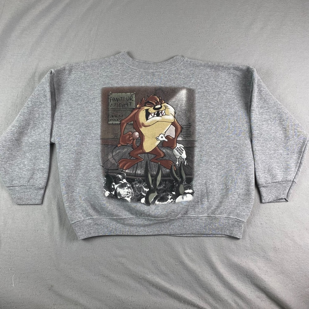 Vintage 90s Looney Tunes taz Womens Sweatshirt  XL tasmanian Cropped Amateur